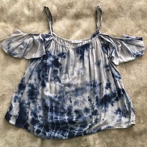 Spaghetti strap, off the shoulder tie dye shirt